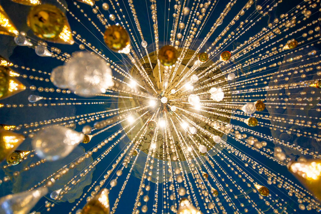 Golden Lights Decoration on Blue Background